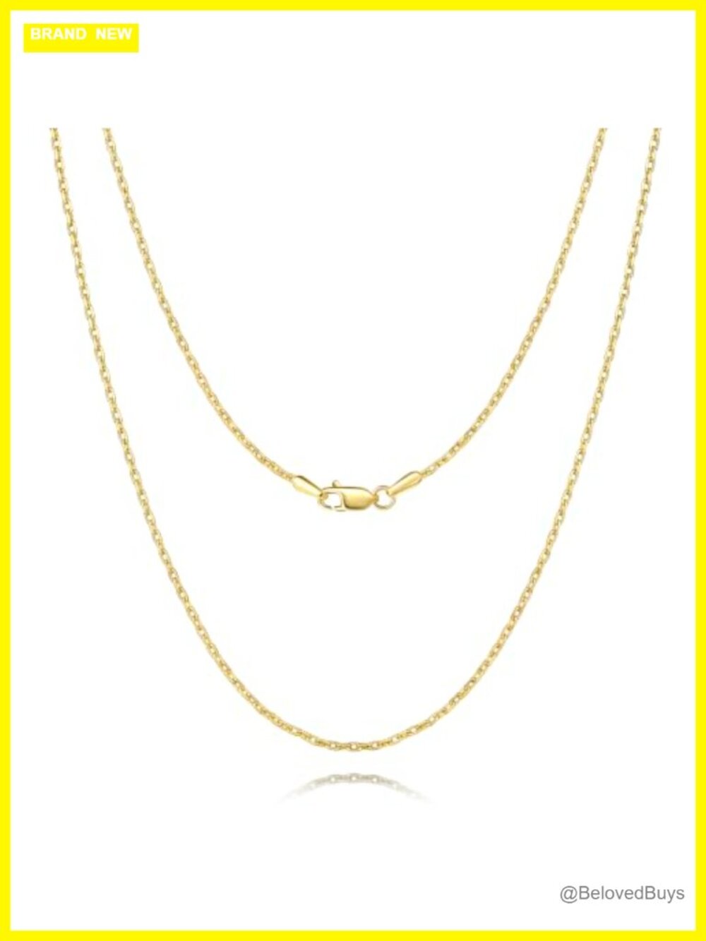 14K Gold Cable Chain Necklace Lobster Clasp 16in